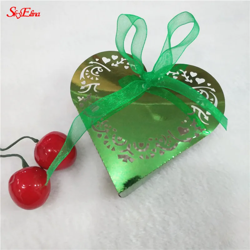 Bright Green 50 шт. подарок в форме сердца коробки детский душ день рождения коробка конфет лазерная резка Подарочная сумка для детей партия коробка для свадебных сувениров 8Z - Цвет: Bright Green
