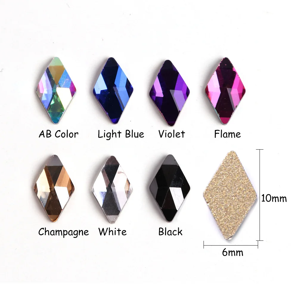 Набор 3D Стразы для ногтей 10 шт. Ромб бриллиантовые украшения дизайнов Золотая