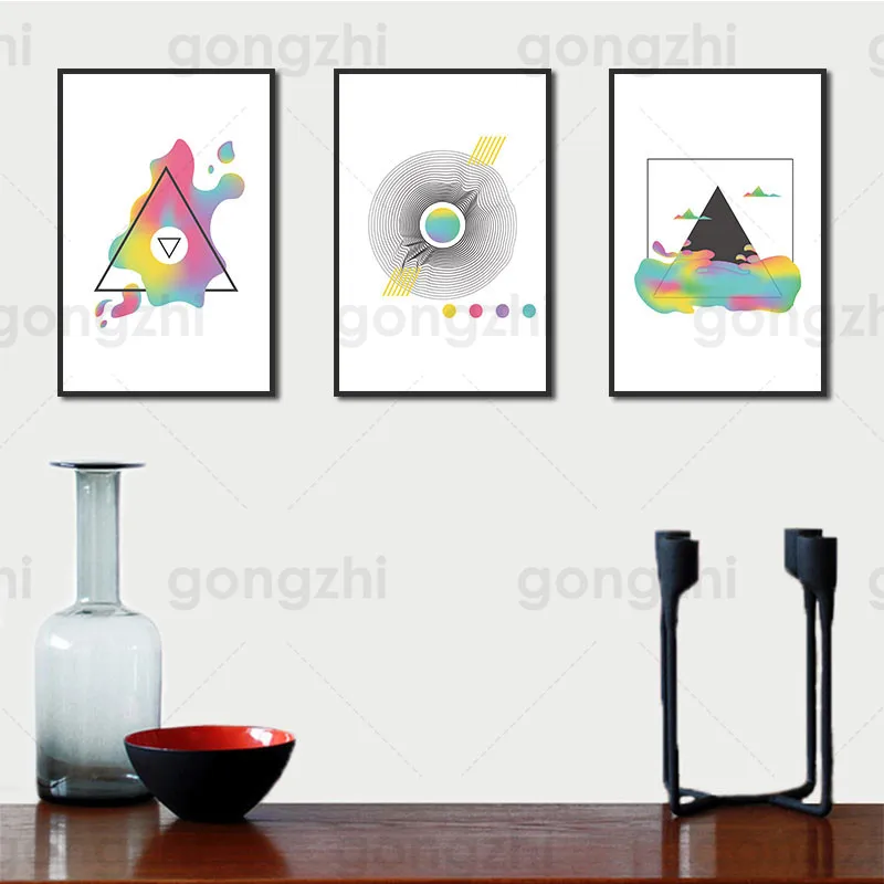 Colorwater треугольные абстрактные картины на холсте настенные картины для гостиной и фотографий