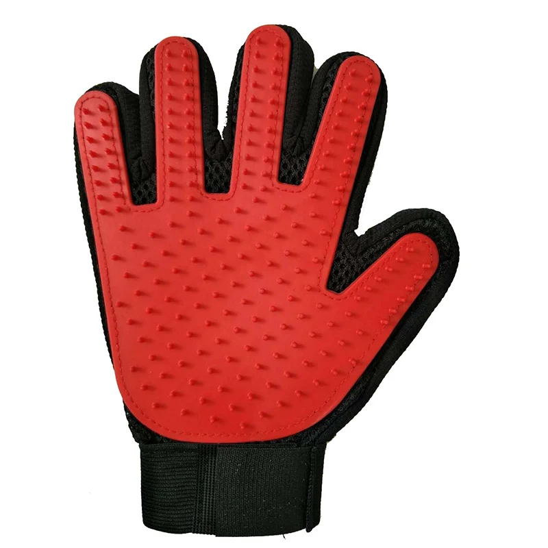 Red right glove Nicrew перчатка для кошек перчатка для кошек, кошек, Груминг за домашним животным собачьим волосом, щетка для удаления волос, расческа, перчатка для домашних собак, очистка пальцев, массажная перчатка для животных - Цвет: Red right glove