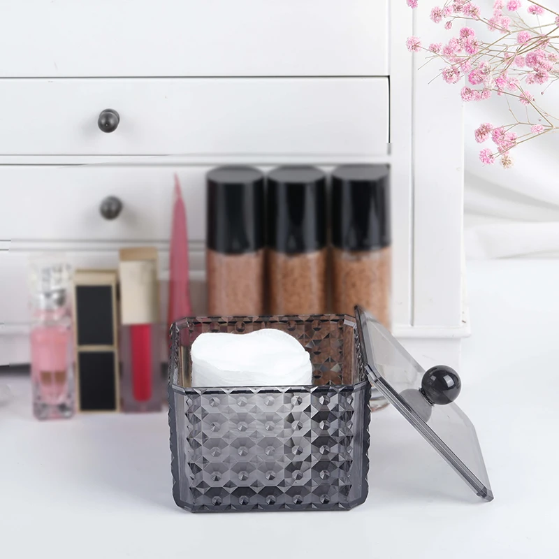 

Cosmetic Storage Box Cotton Pad Organizer Bathroom Accessories Jewelry Lipstick Cotton Swab Storage Plastic Box Dustproof