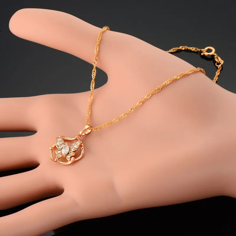 Женское Ожерелье с милой бабочкой ожерелье золотого цвета кубическим цирконием