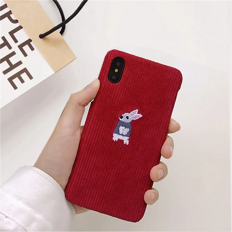 Rabbit Зимний тканевый чехол для телефона для iPhone 11 Pro 6 6S 7 8 Plus чехол милый жираф кролик плюшевый чехол для iPhone X XR XS MAX чехол - Цвет: Rabbit