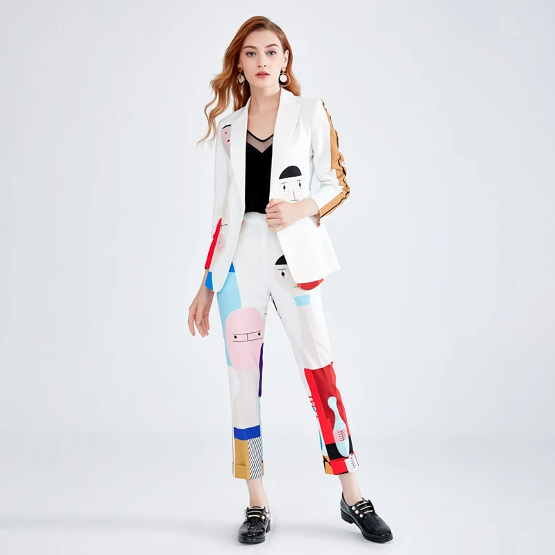 Женский комплект из двух предметов блузка с длинным рукавом и отложным