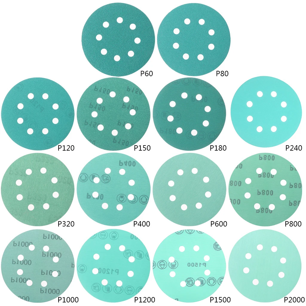 

10pcs Professional Anti Clog 125mm Sandpaper 5" Polyester Film Sanding Disc Wet and Dry Hook and Loop Abrasive Tools