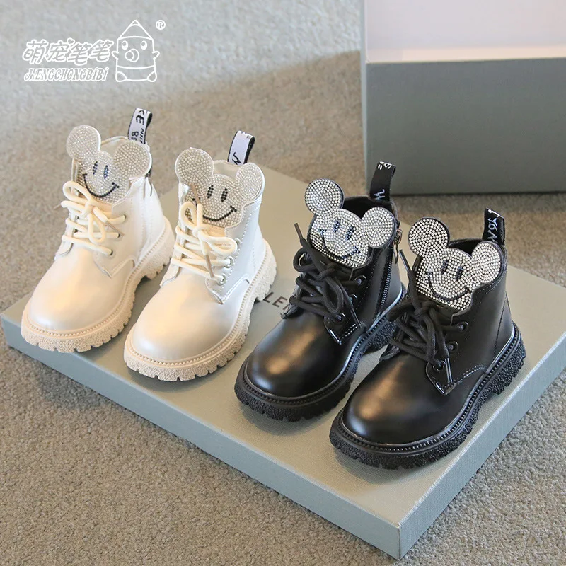 

Children's Martin Boots Fall 2021 New Hot Rhinestone Cute Cartoon Short Boots Boys and Girls Single Boots