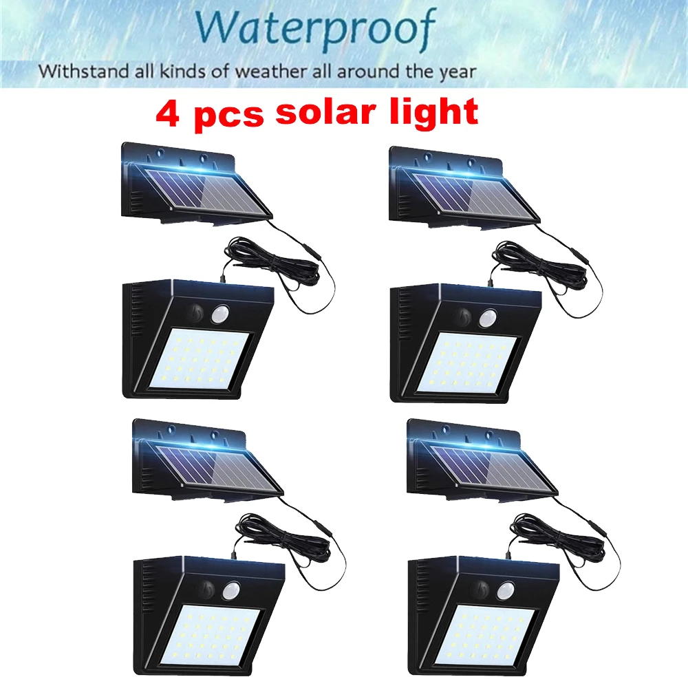 

30 LED Solar Light Waterproof Auto PIR Motion Sensor Solar Wall Light Adjustable Solar Lamp For Garden Lightingoptional seperabl