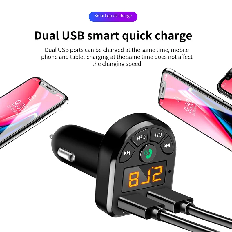 Новый Bluetooth 5 0 FM передатчик автомобильный комплект MP3 модулятор плеер