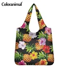 Красивые женские сумки для покупок с тропическим принтом ананасов Coloranimal, функциональные большие экологически чистые сумки, сумки-тоуты для продуктов для дам