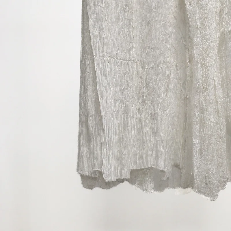 

White Pleated Skirt Mid Length Women's High Waist 2021 Solid Color Fashion Lace Patchwork Pleated Skirt Midi Dress