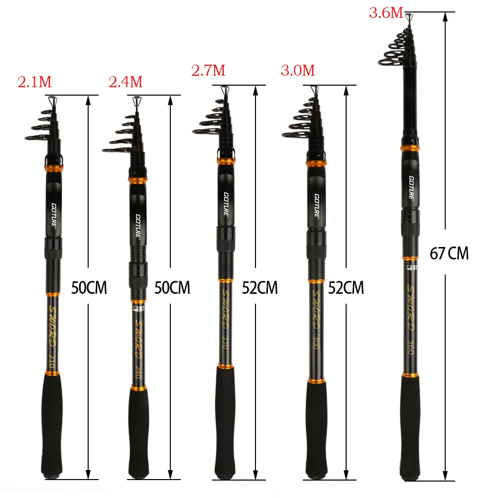 Телескопическая удочка из высокоуглеродного волокна Goture морские удочки