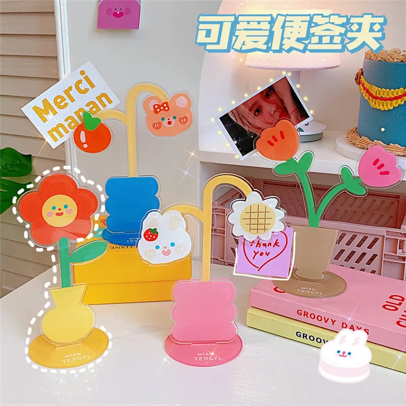 

Kawaii Настольный зажим для записей держатель милый мультяшный зажим для записей подставка акриловая папка мягкий медведь держатель для карт ...