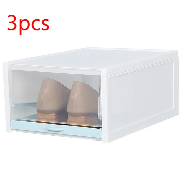 Blue 3pcs 3 шт./компл. шкаф с выдвижными ящиками коробка для обуви наращиваемых дома бункеры Для женщин Для мужчин Складные туфли Коробки Пластик города мекаку»; флип Органайзеры - Цвет: Blue 3pcs