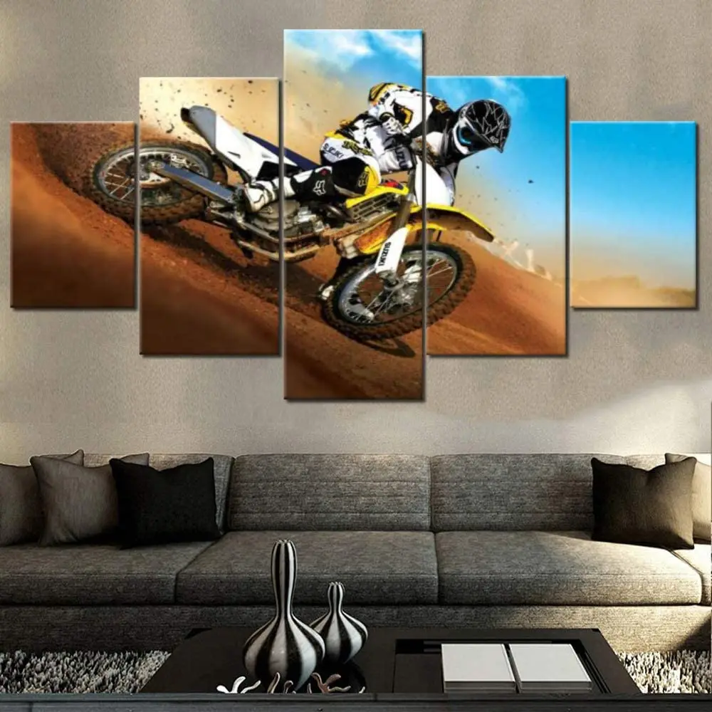 

Native America Motorcross Motorcycle 5Pieces Wall Art Canvas Posters Paintings for Living Room Home Decor Pictures Decoration