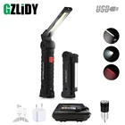 Портативный 5 Режим удара фонарик факел USB Перезаряжаемые светодиодный свет Магнитная удара Lanterna крючок лампы для наружного Camping