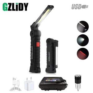 Портативный 5 Режим удара фонарик факел USB Перезаряжаемые светодиодный свет Магнитная удара Lanterna крючок лампы для наружного Camping