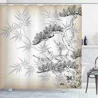 japanese shower curtain bamboo birch and flower twiggy petals pine floral pattern bath curtains bathroom deco waterproof screens