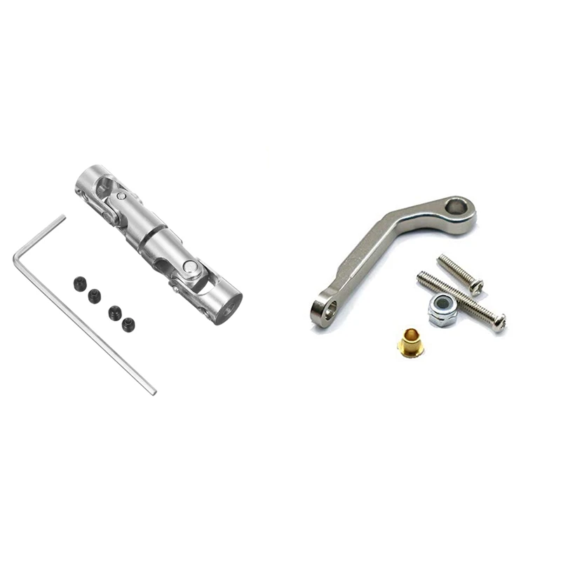 

2 Set RC Car Part: 1 Set Rear Drive Metal Parts & 1 Set Metal Servo Pull Rod,Grey