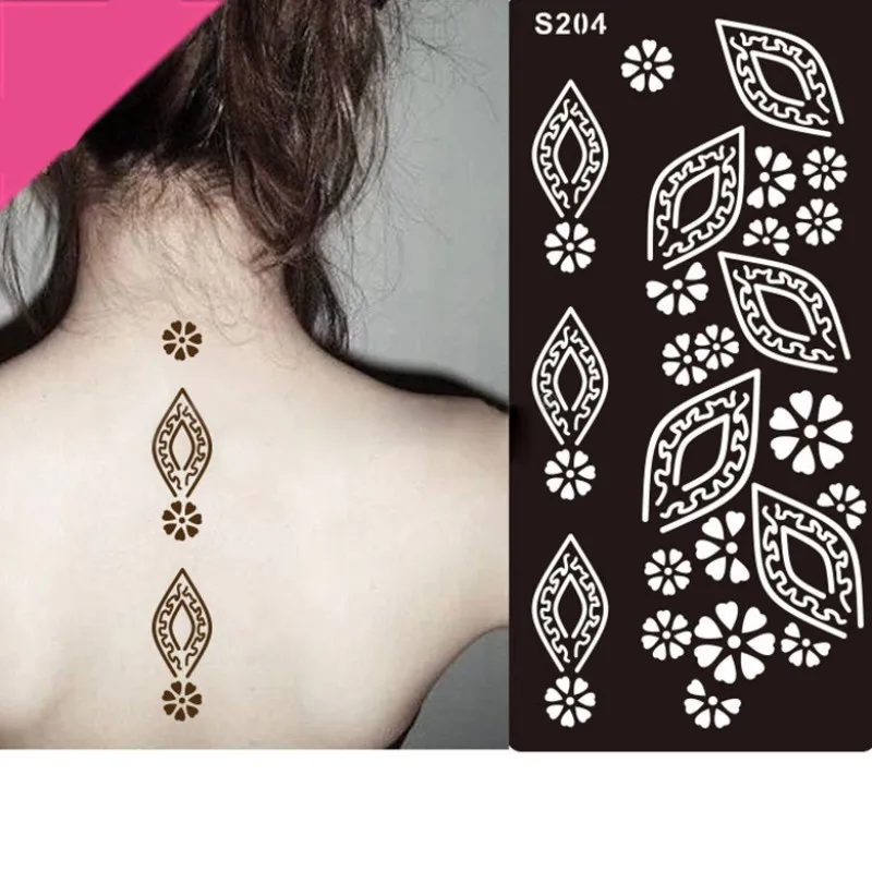 Временная Аэрограф трафарет для татуировки хной женщин водостойкий рисования