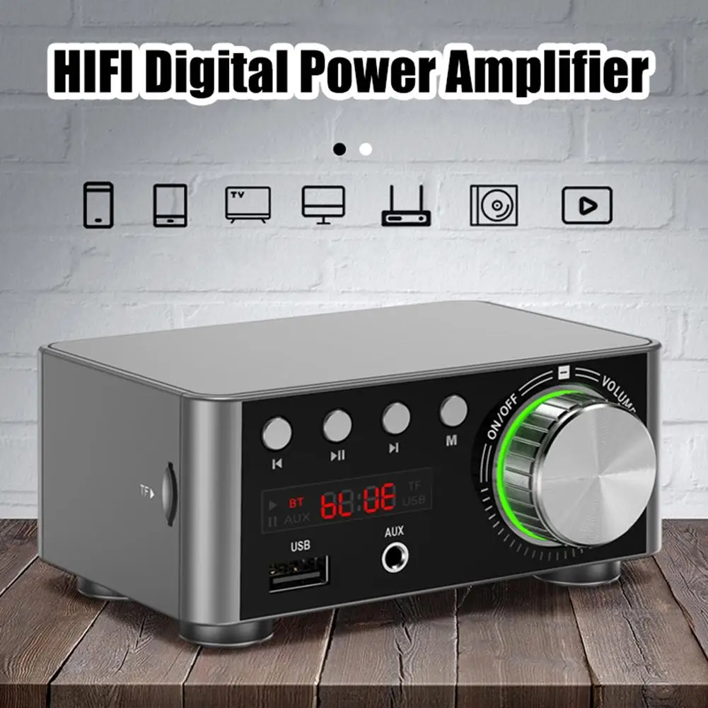 

Bluetooth 5.0 HIFI Digital Power Audio Amplifier board 50WX2 Stereo AMP Amplificador Home Theater USB TF Card Player