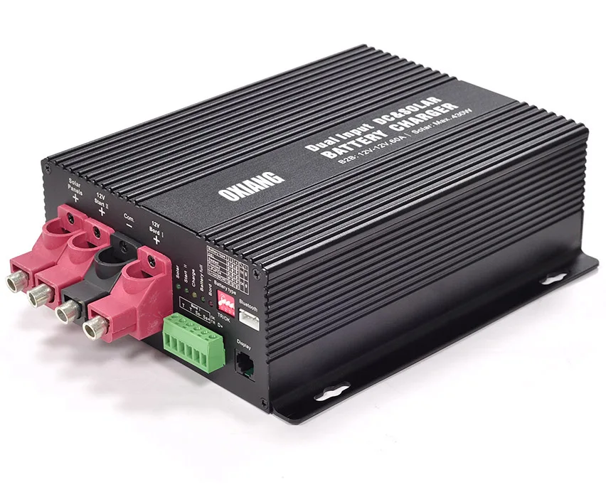 

Dual input DC & Solar Battery charger support BT Free APP and Meter,Automatic smart vehicle charger,Battery to Battery