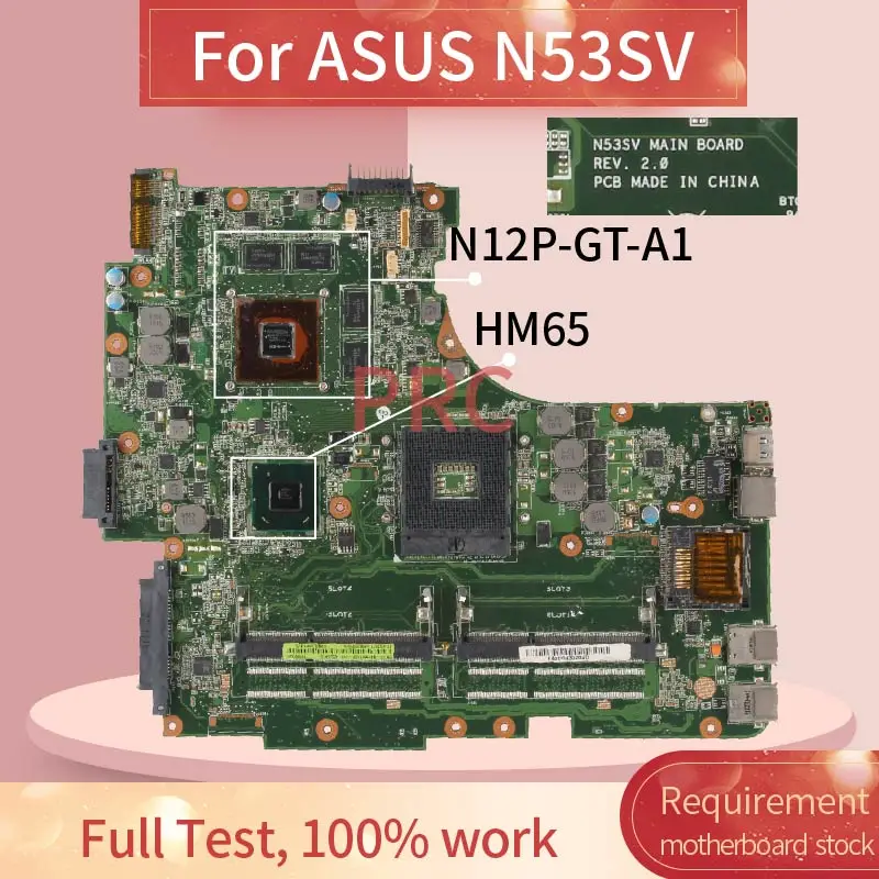 REV.2.0 материнская плата для ноутбука ASUS N53SV HM65 DDR3 ноутбука|Материнские платы