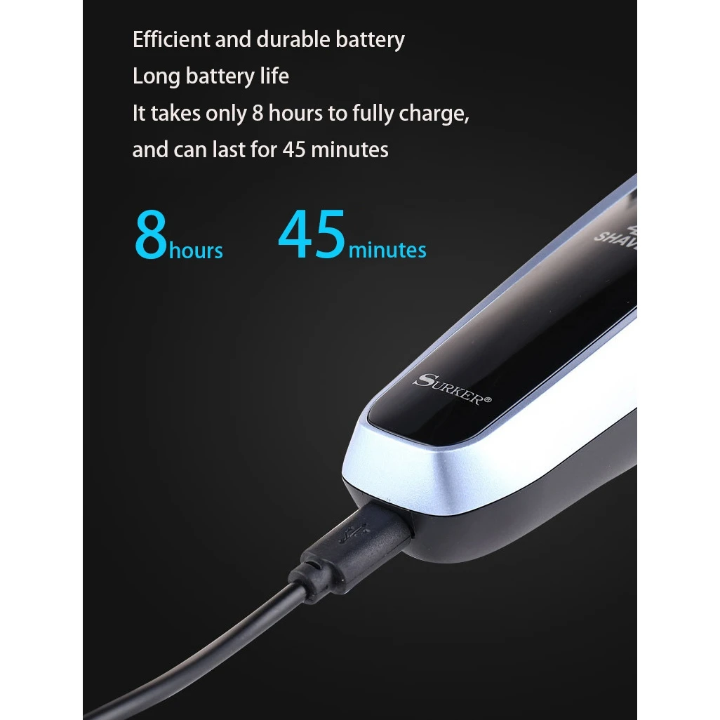 Бритва Surker электрическая Мужская триммер с тройным лезвием зарядка через USB | Дом