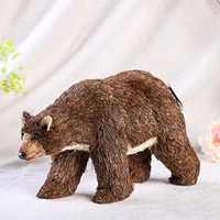 straw bear model palm grass standing animal figurine toy desktop diy crafts ornament