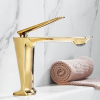 gold bathroom basin solid brass sink mixer faucets hot cold single handle deck mounted lavatory crane water taps new arrival