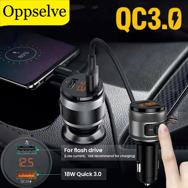 

Автомобильное зарядное устройство USB 3,0, быстрая зарядка, беспроводное Bluetooth устройство для звонков, громкая связь, MP3-плеер, Автомобильный к...