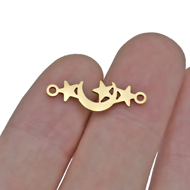 5 шт./лот соединители для браслетов из нержавеющей стали в виде Луны и звезды