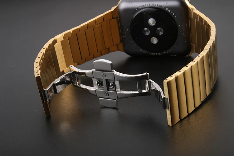 Роскошный браслет из нержавеющей стали для apple watch, 44 мм, серия 5, 4, 2, iwatch, ремешок из нержавеющей стали, 42 мм, с адаптерами