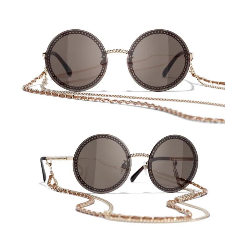 

Женские солнцезащитные очки с круглой металлической цепочкой женские модные солнцезащитные очки UV400 градиентные европейские популярные и...