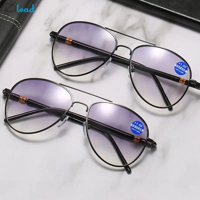 

Zilead +1+1.5+2+2.5+3+3.5 Double Light Anti-blue Light Reading Glasses Men Women Fashion Pilot Presbyopia Optical Eyeglasses