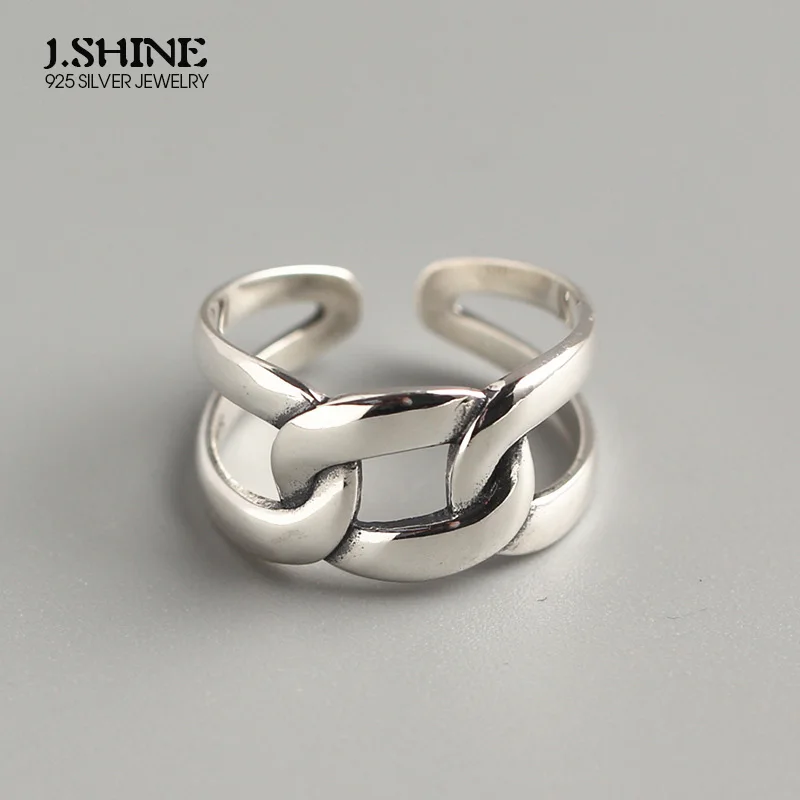 

Минималистичное серебряное кольцо JShine с толстыми звеньями, серебряное кольцо 925, гладкие Изящные ювелирные украшения в стиле панк и ретро, с...
