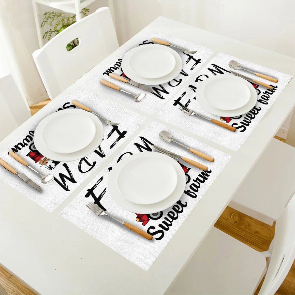 4 6 штук в партии комплект Коврики на стол Сладкая ферма дом осень красно-Хагар