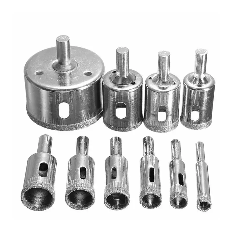 

Pack of 10 8-50mm Glass Hole Drilling Ceramic Drill Tools Carbon Steel Porcelain Bits Set Opener Replacement Accessories