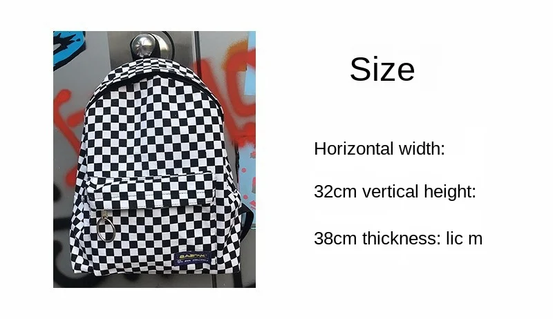 

Canvas New Black and White Plaid Harajuku Style Backpack Korean Fashion Multi-functional Versatile School Bag Bolsa Sac A Dos