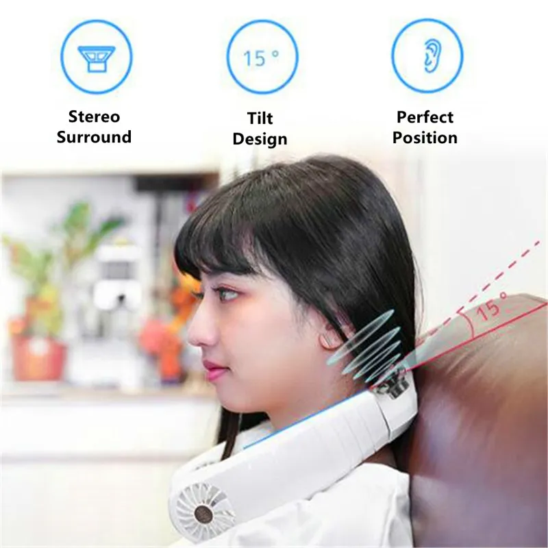 2 в 1 шейный кулер и Bluetooth динамик Электрический вентилятор музыкальный центр