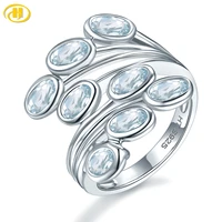 natural aquamarine wedding ring 925 sterling silver 2 carats genuine gemstone light blue elegant jewelry christmas gifts