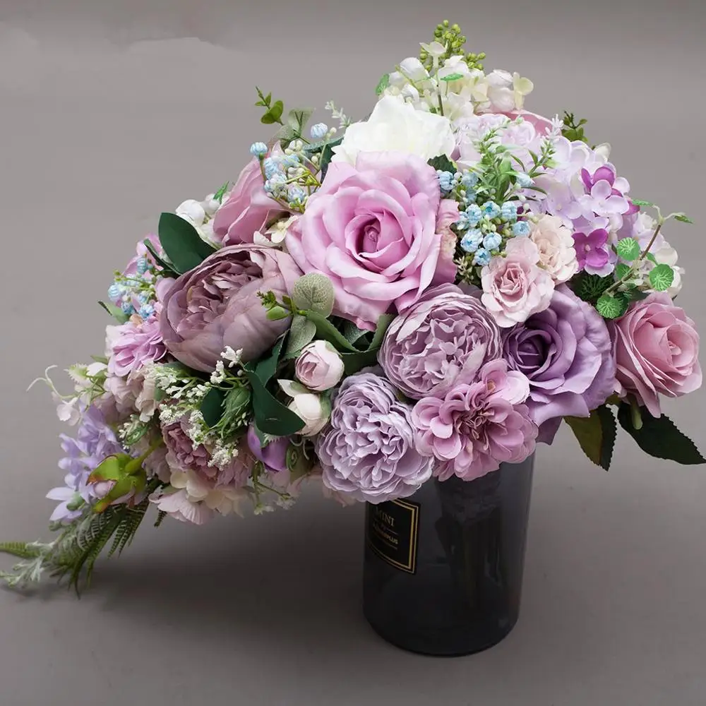 Jaevini 2019 романтические фиолетовые Свадебные цветы букет невесты из искусственных