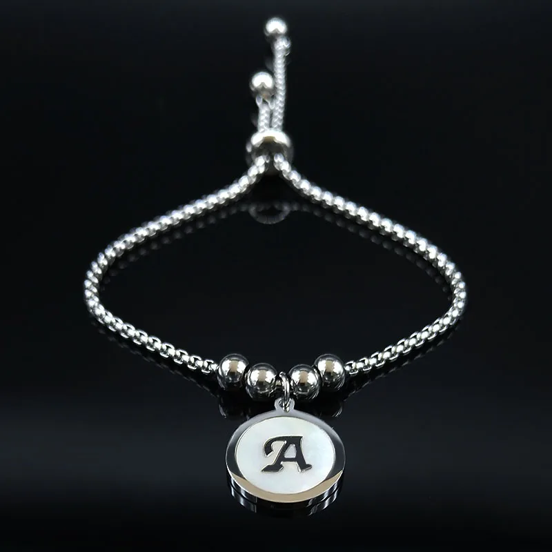 Браслет цепочка из нержавеющей стали с буквами м серебристого цвета|Цепочки и