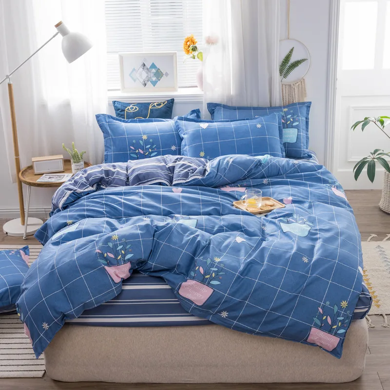 Комплект постельного белья в клетку с геометрическим принтом|Пододеяльник| |