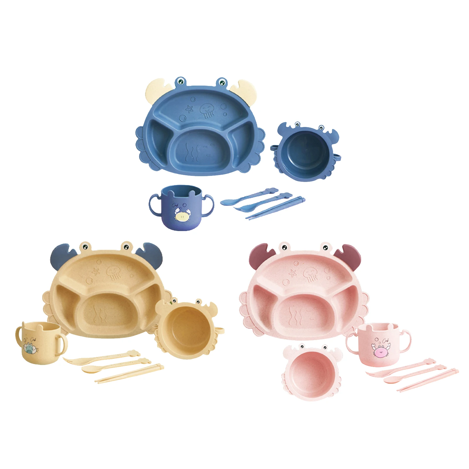 

Shape Bowl Set Baby Meal Plate BPA Free Divided Plate Tableware Dishes Utensils