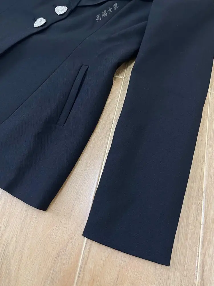 

2021 Autumn and Winter Notched Collar Diamond Button Women Elevated Unique Waist Blazer Dress Coat