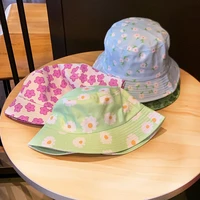 fashion cute small flower print bucket hat outdoor travel cap chic casual sun caps floral hats for women teenage gorras sombrero