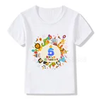 Детская футболка с рисунком животных на вечеринку, день рождения, цифры, имя, 1-9 лет Детские футболки на день рождения с животными Забавный подарок для мальчиков и девочек
