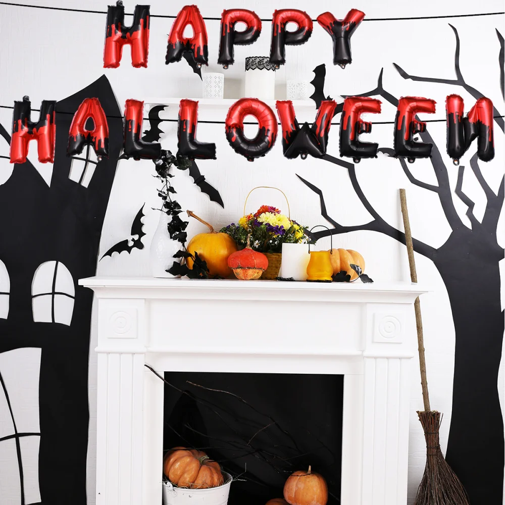 1 Set/ 3 Group Halloween Party Balloon Aluminum Foil for Banquet (1 Gropu Each Black Orange Green Red Green) | Дом и сад