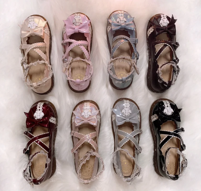 Японские милые туфли принцессы Лолиты винтажные женские с круглым носком Милая