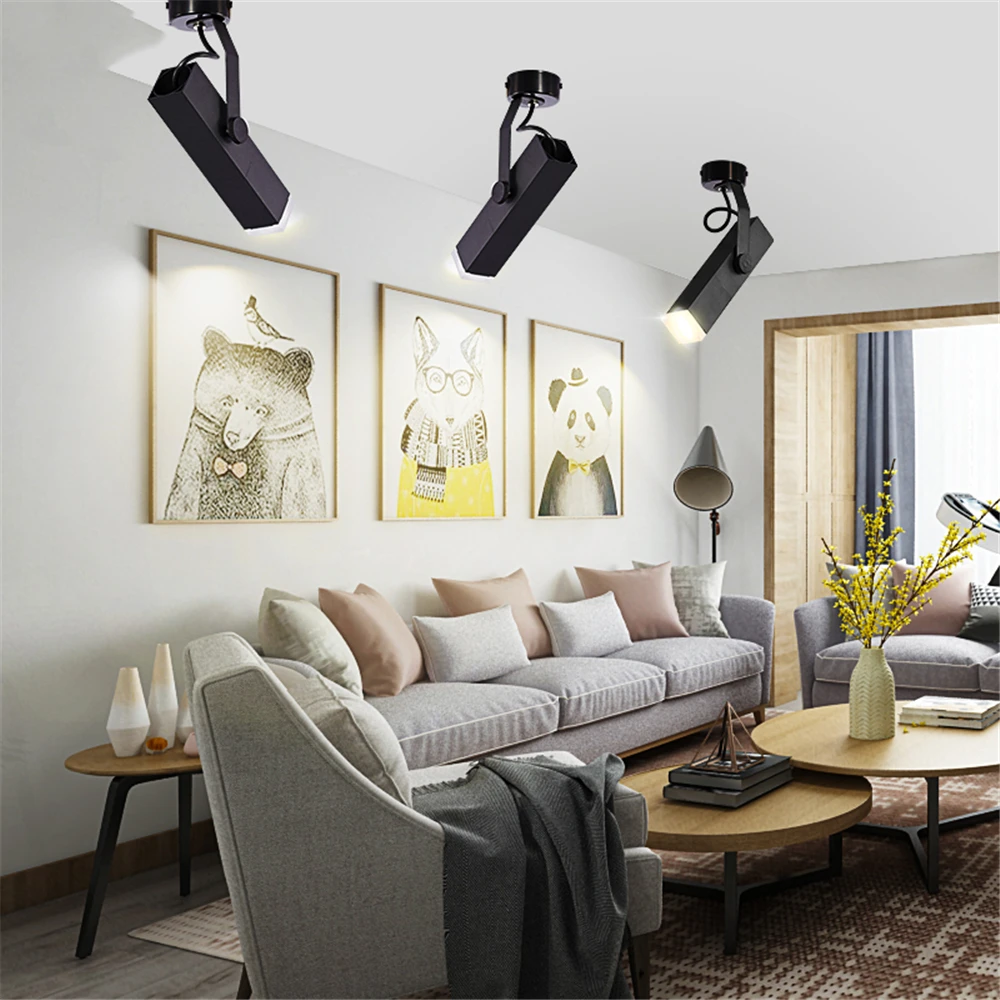 Светодиодный точечный квадратный креативный Трековый светильник COB для гостиной